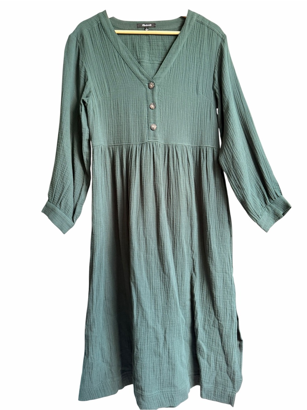 Madewell Green V-Neck Button Front Women's Dress size 0